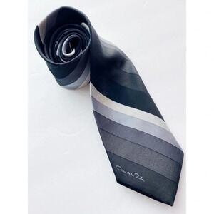 Oscar De La Renta • Mens Grey Striped Neck Tie